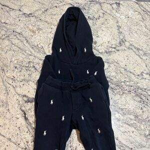 Ralph Lauren Navy Hoodie & Joggers Set with Embroidered Pony